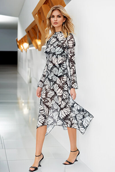 Trendyol Collection Farbenfrohes A-Cut Tüll-Abendkleid - Ungefüttert, TPRSS24...