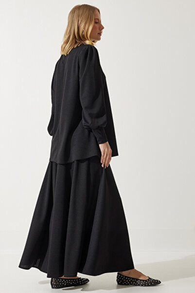 Happiness İstanbul Schwarzes Strickset mit Tunikarock für Damen DD01317