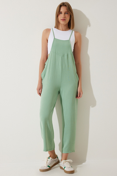 Happiness İstanbul Dámsky vodový zelený vreckový záhradný overal DD00910