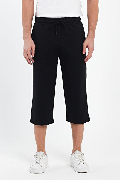 mmetalic Erkek Siyah-antrasit Yanları Cepli Bermuda Diz Altı Kapri Beli Ayarlanabilir Lastikli Uzun 2'li Şort