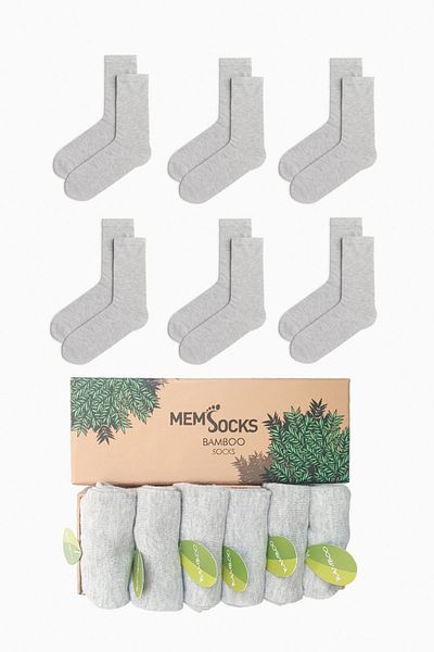 MEM SOCKS Комплект от 6 детски чорапи до глезена от бамбук, в специална кутия