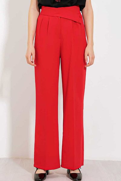 Zübeyde Sayın Fabric Pants with Yandam button
