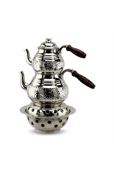 Sonay Bakırcılık Nikelli Baskı Bakır Çaydanlık 2,8 Lt ve Sac Isıtıcı