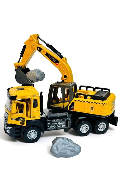 Apexma Oyuncak Sesli ve Işıklı Metal Çek Bırak İş Araçları - Die Cast İnşaat Araçları