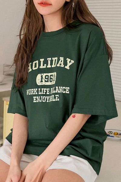 MODAGEN Unisex Μπλουζάκι με λαιμόκοψη Nefti Green Crew Holiday με στάμπα oversize