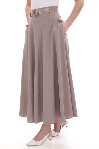 SORALLİNE FUSTA EVAZATA DE DAMA DE PRIMAVARA 100 CM LUNGIME FUSTA EVAZATA CU CAPAC 779 ETAMIN MODEL CULOARE VISON