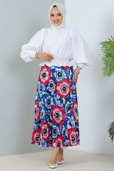 benguen 4558 Φούστα Hijab Saks Blue με σχέδια