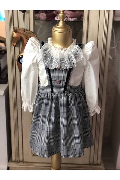 İPEKACOUTURE Vintage καρό λευκό πουκάμισο φόρεμα