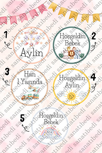 sanatıbedi 100 Adet Baby Shower, Doğum Günü, Hoşgeldin Bebek, Mevlüt Bebek Et...