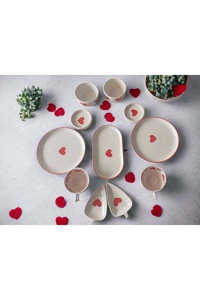 MeGgDecor 2 PERSON 11 PIECE HEART BROWN SET