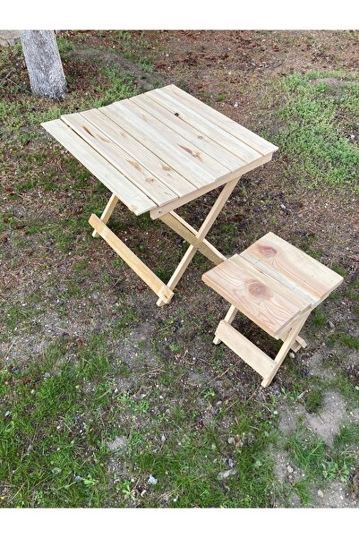 The N Wood Katlanabilir Ahşap Masa Piknik Seti (1 MASA, 1 TABURE)