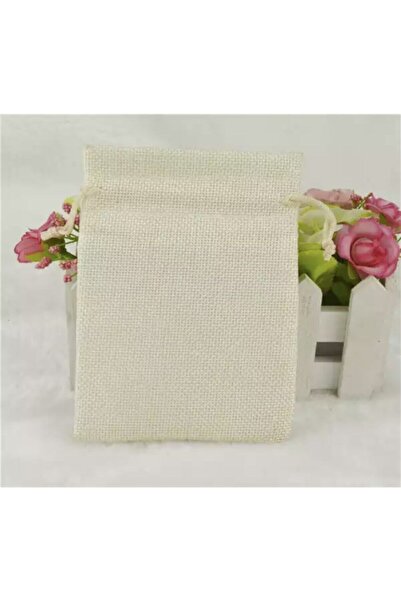OZN TUHAFİYE Kese Krem Renk Jüt Kumaş 7x9 Cm 50 Adet