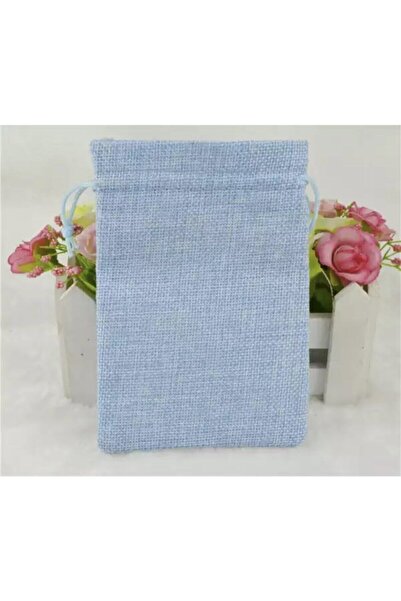OZN TUHAFİYE Kese Mavi Renk Jüt Kumaş 10x14 Cm 50 Adet