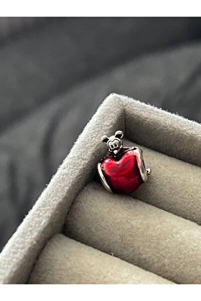 asaf Mickey mouse metalik kalp charm | gümüş kaplama