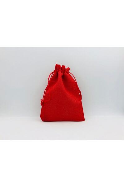 OZN TUHAFİYE Kese Kırmızı Renk Jüt Kumaş 12x17 Cm 50 Adet