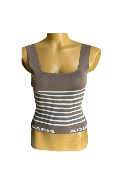 Bima Ticaret Women's Square Collar Striped Knitwear Undershirt