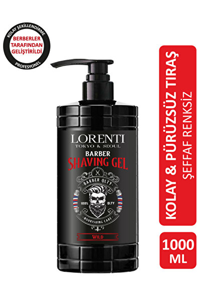 LORENTİ Wild Şeffaf Renksiz Sakal Jeli Kolay ve Pürüzsüz Tıraş Sağlar 1000 ml