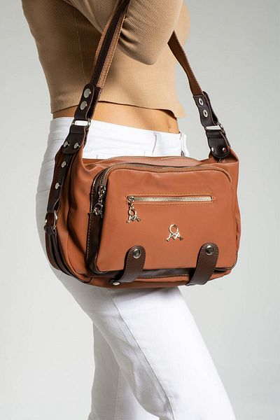 Getcho Melun Women's Tan Shoulder Bag and Crossbody Bag - Multi-Compartment Daily Bag