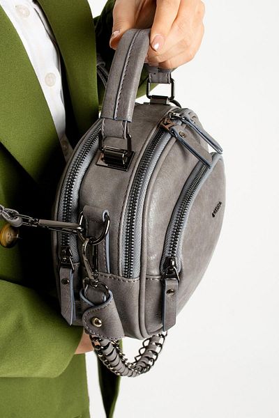 Getcho Versa Women's Gray Mini Crossbody Bag 4 Compartment Round Chain Strap Bag Suitable for Daily Use