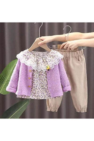 naynes , Kız Çocuk Kombinli Takım Elbise, 3'lü Set, %100 Pamuklu, Mevsimlik, ...