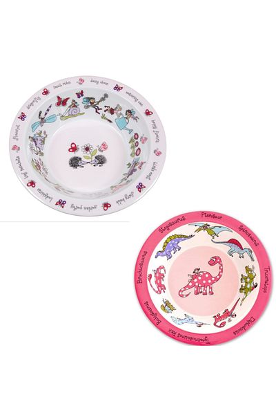 Tyrrell Katz Secret Garden Pink Dino Melamine Food Bowl