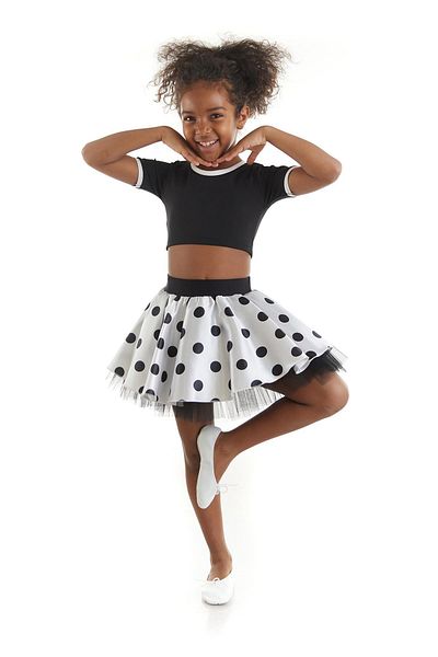 Tameris Kostüm Black and White Polka Dot Girls' Dance Costume - April 23 Outfits