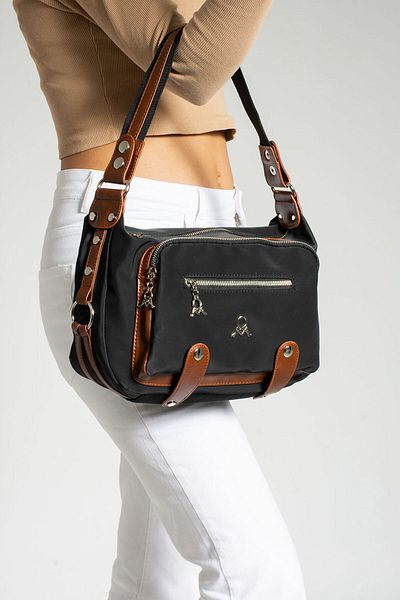Getcho Melun Women's Black Shoulder Bag and Crossbody Bag - Back Pocket with Zipper, Durable Material