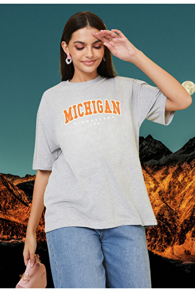 styledream Tricou oversize din bumbac imprimat MICHIGAN