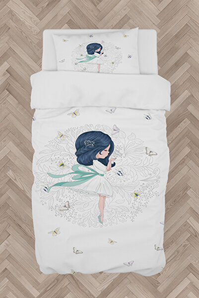 MASAL ODAM غرفة الأطفال والرضع الأميرة فتاة ومجموعة غطاء لحاف بنمط الفراشة ال...