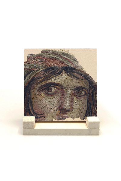 Sadrazam Gypsy Girl Mosaic Printed Natural Stone Desktop 10x10 Krt-146