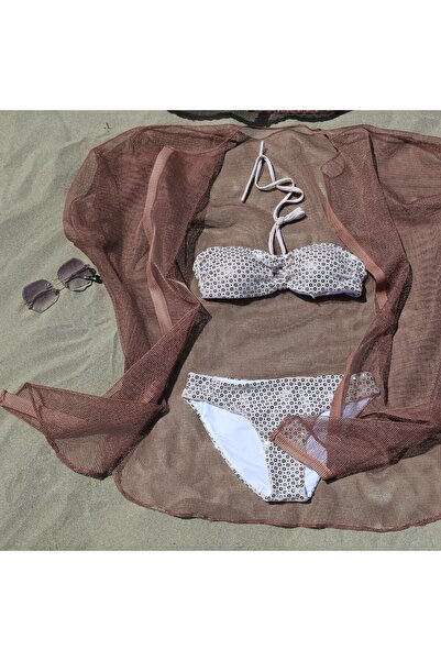 Sevil Erhan Line Tasarım Krem Bikini Takımı