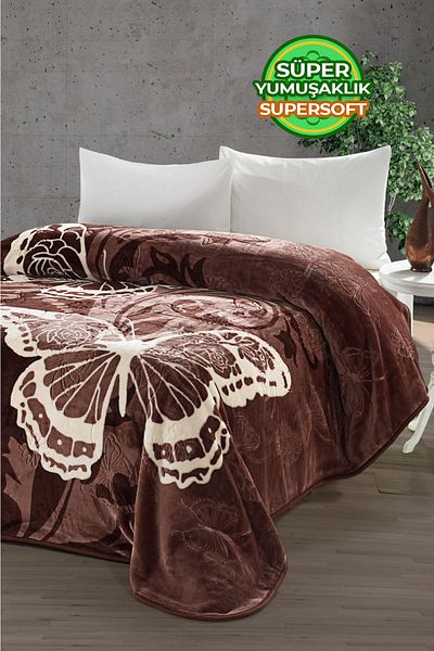 Evlen Home Collection Thick Soft Plush 4 Kg Blanket Supersoft Embos Double Soft Emboss 220x240 cm KLB Coffee