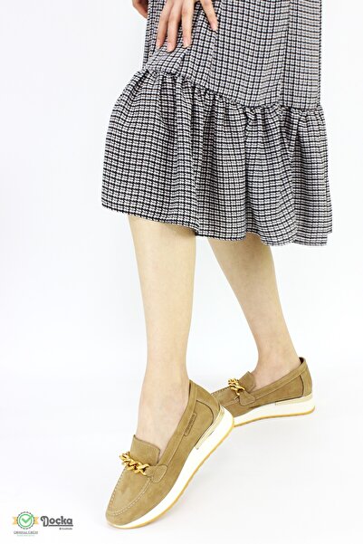 Mammamia Kadın Hakiki Deri Ortopedik Günlük Zincir Detaylı Loafer Ayakkabı M25/YA-MİA