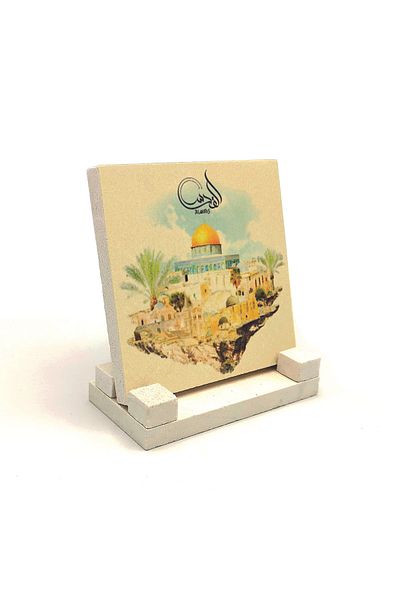 Sadrazam Jerusalem Mescid-i Aksa Printed Natural Stone Desktop 10x10 Krg-70