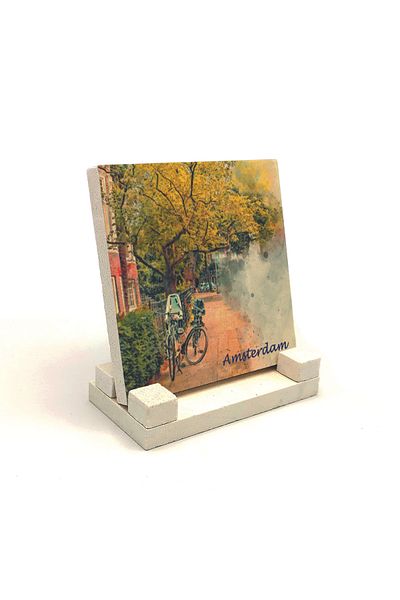 Sadrazam Suport de birou din piatră naturală imprimat vizual Amsterdam 10x10 Krg-13