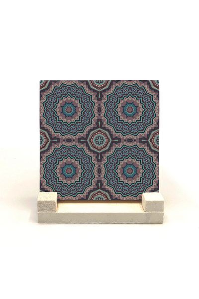 Sadrazam Mandala Pattern Printed Natural Stone Desktop 10x10 Kd-92