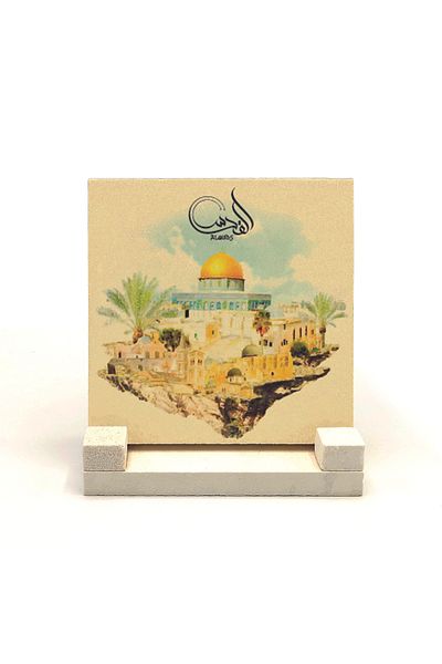 Sadrazam Jerusalem Mescid-i Aksa Printed Natural Stone Desktop 10x10 Krg-70