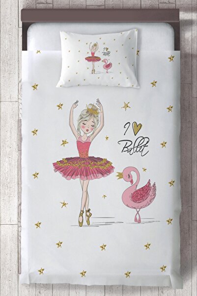 BAMBAŞKA MODA Bebek Ve Çocuk Odası Balerin Kız Ve Kuğu Yatak Örtüsü Bmyö-107