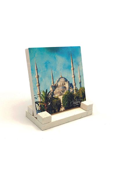 Sadrazam Επιτραπέζια θήκη Sultanahmet Mosque με στάμπα από φυσική πέτρα 10x10 Krt-13