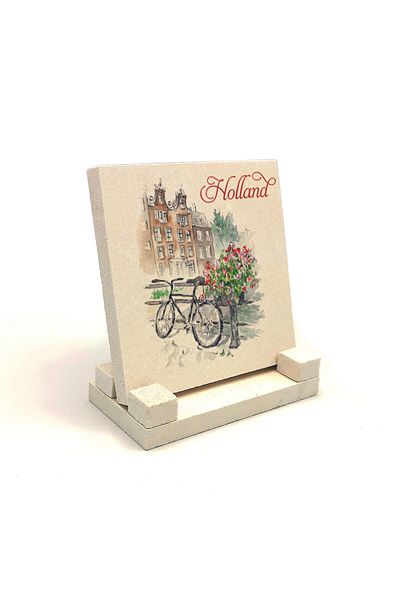 Sadrazam Suport de birou din piatră naturală imprimat vizual pentru biciclete olandeze 10x10 Krg-39