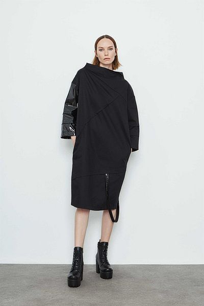 VERDA Patent Leather Detailed Dress