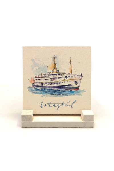 Sadrazam Istanbul Steamer Printed Natural Stone Desktop 10x10 Krt-34