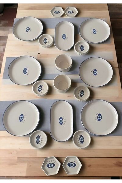 MeGgDecor 6 PERSON 20 PIECES EVIL EYE COFFEE SET