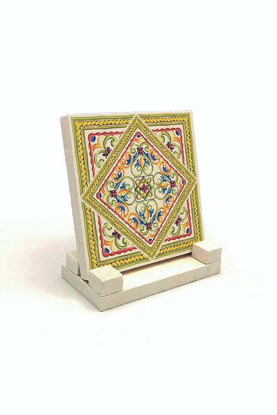 Sadrazam Suport de birou din piatră naturală imprimată cu model italian 10x10 Kd-102