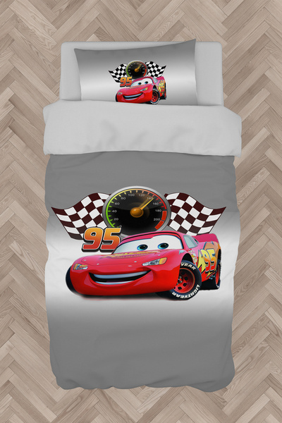 MASAL ODAM غرفة الأطفال والرضع طقم غطاء لحاف منقوش باللون الرمادي من McQueen ...