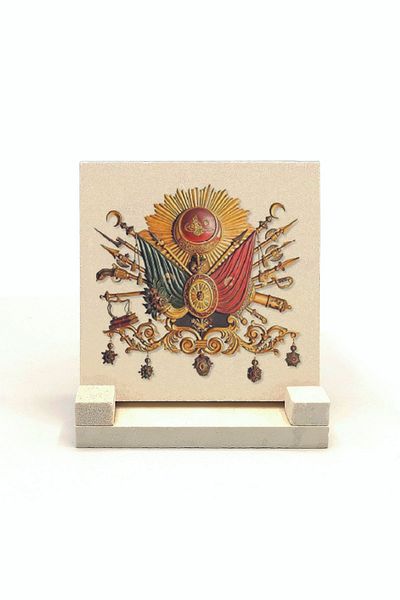 Sadrazam Ottoman Coat of Arms Printed Natural Stone Desktop 10X10 Krt-87