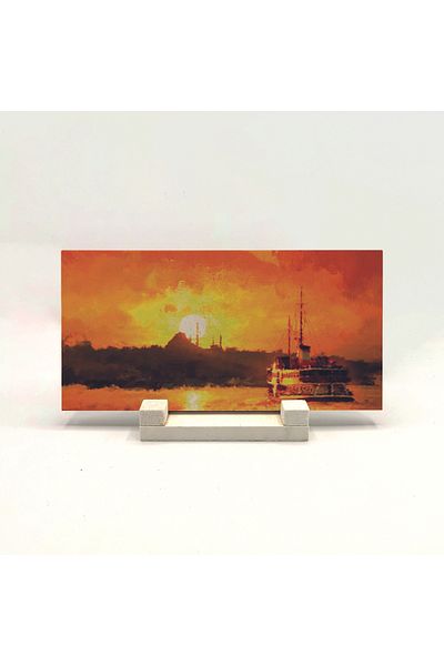 Sadrazam Istanbul Silhouette Printed Natural Stone Desktop 10x20 Drt-7