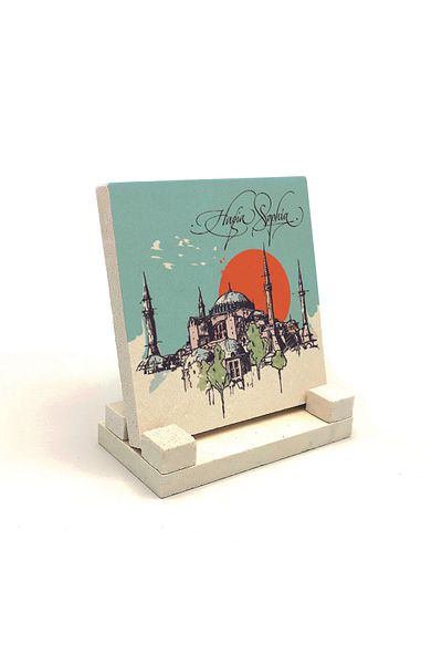 Sadrazam Hagia Sophia Mosque Printed Natural Stone Desktop 10x10 Krt-4
