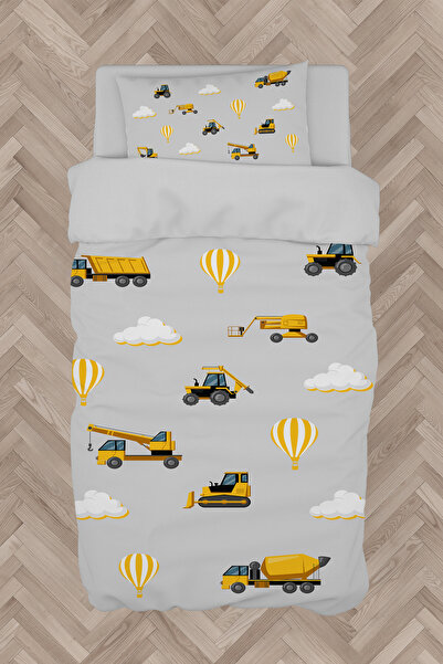 Generic Brand BABY AND KIDS ROOM Gray Road Patterned Duvet Cover Set with Mac...