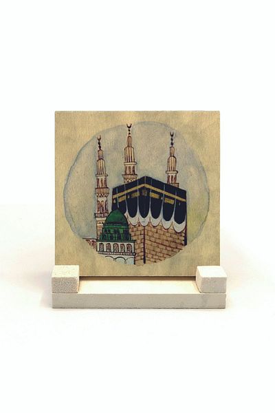 Sadrazam Suport de birou din piatră naturală imprimat vizual Kaaba 10x10 Krg-78